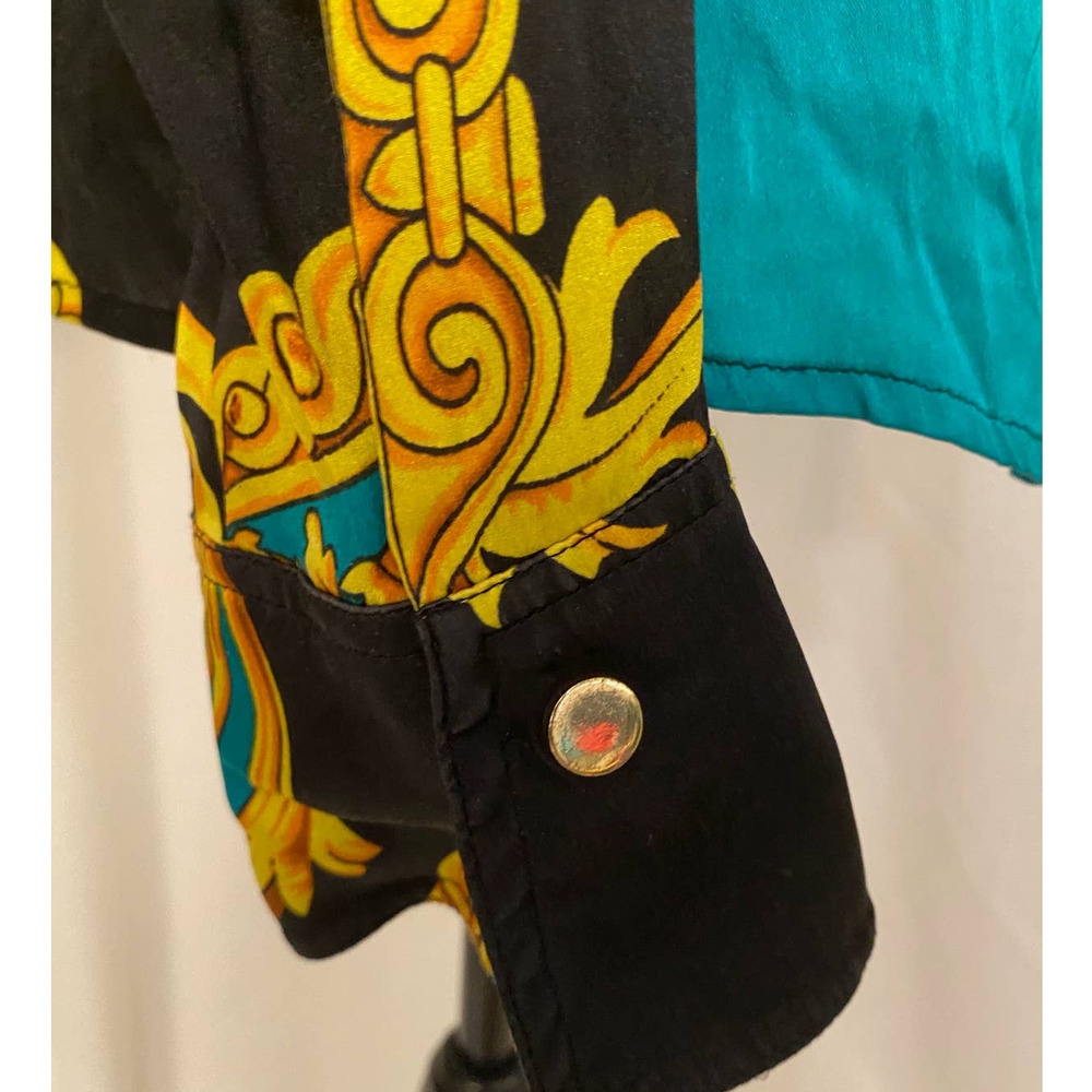 Cache Teal Black and Gold Baroque Print Blouse - Picture 4 of 7